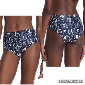 SAHA Epoque Bikini Bottoms Deep Ocean Blue High-Waisted Bikini Bottoms – Size S